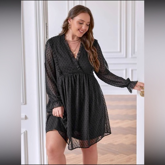 Dresses & Skirts - Black sheer polka dot dress